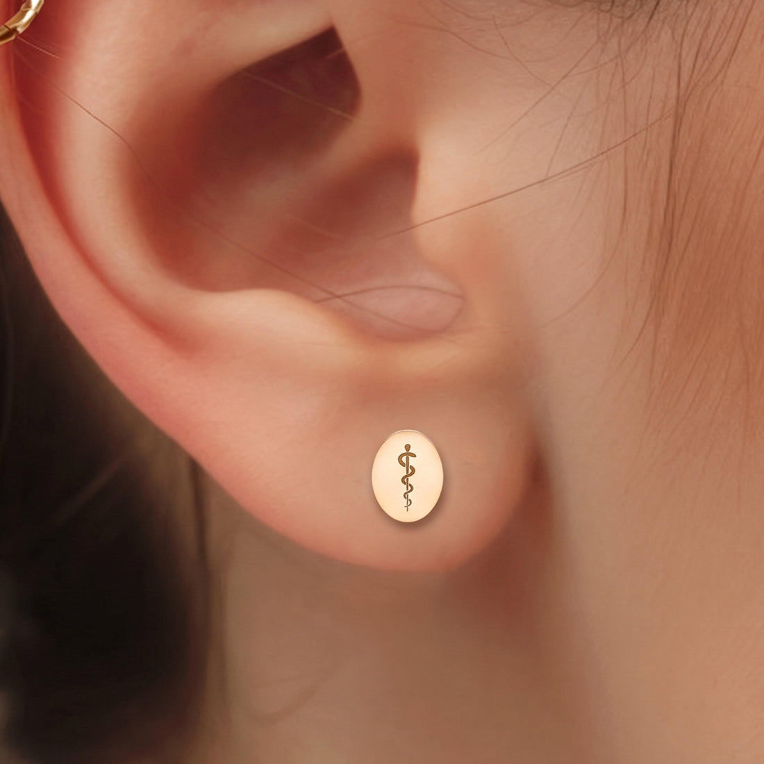 Caduceus Charm Stud Earrings