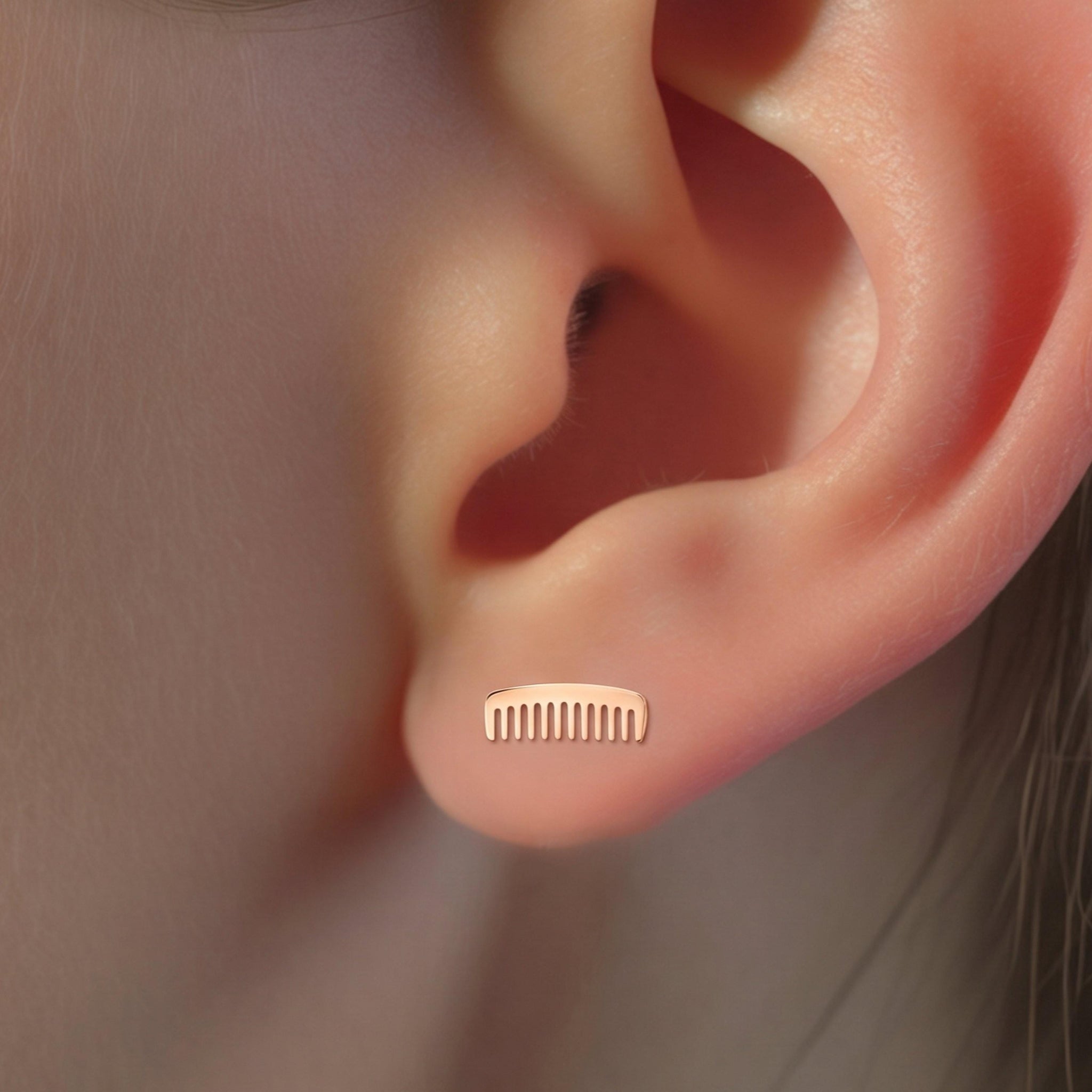 Hair Comb Charm Stud Earrings