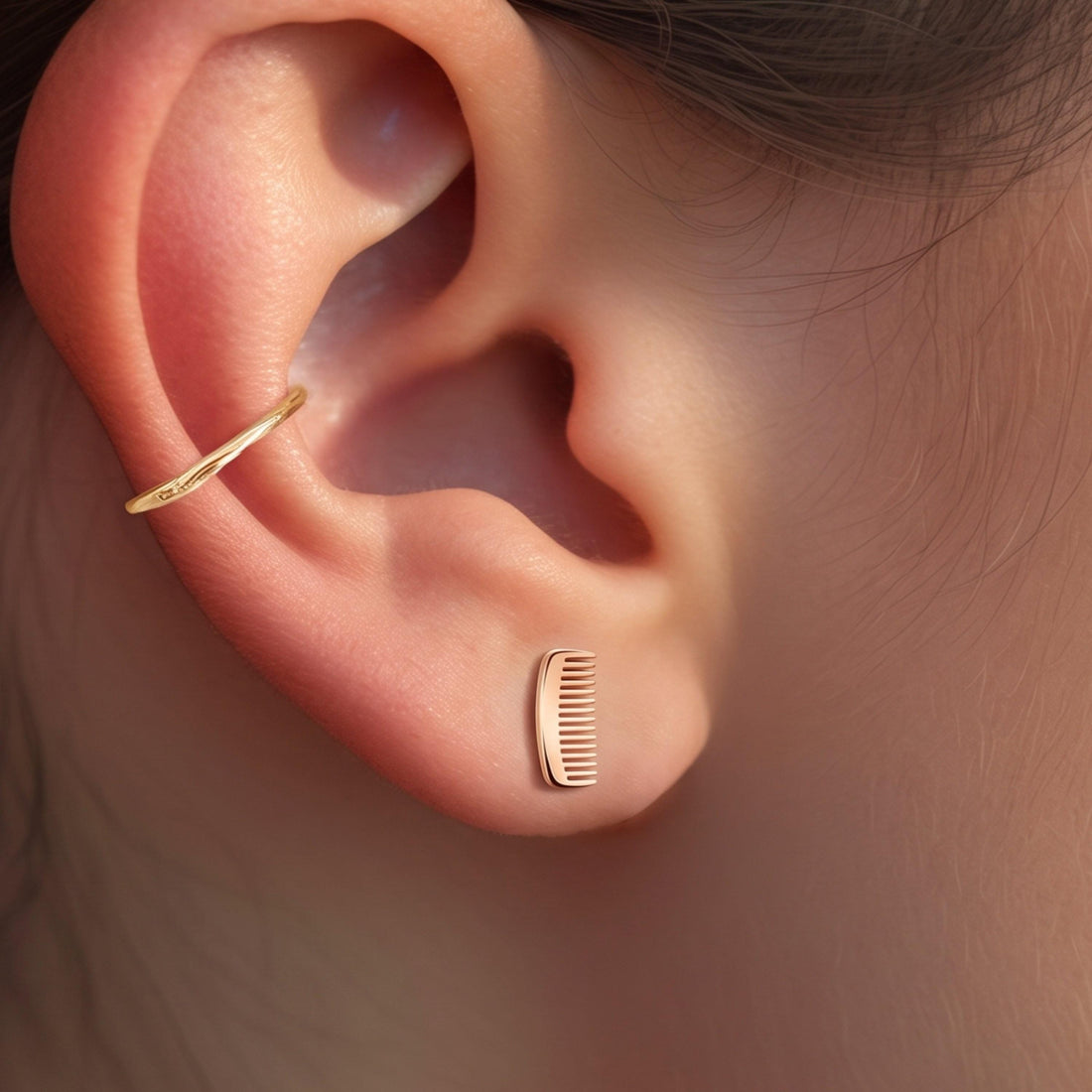 Hair Comb Charm Stud Earrings