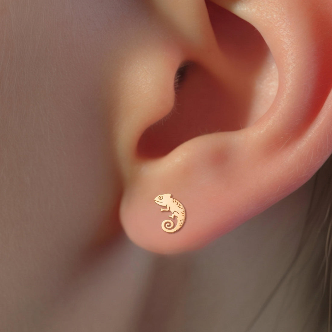 Curled Chameleon Stud Earrings
