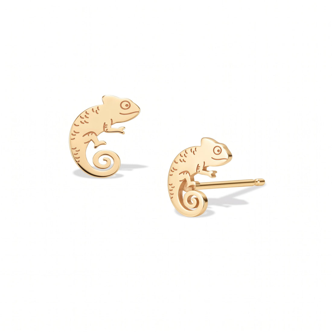 Curled Chameleon Stud Earrings