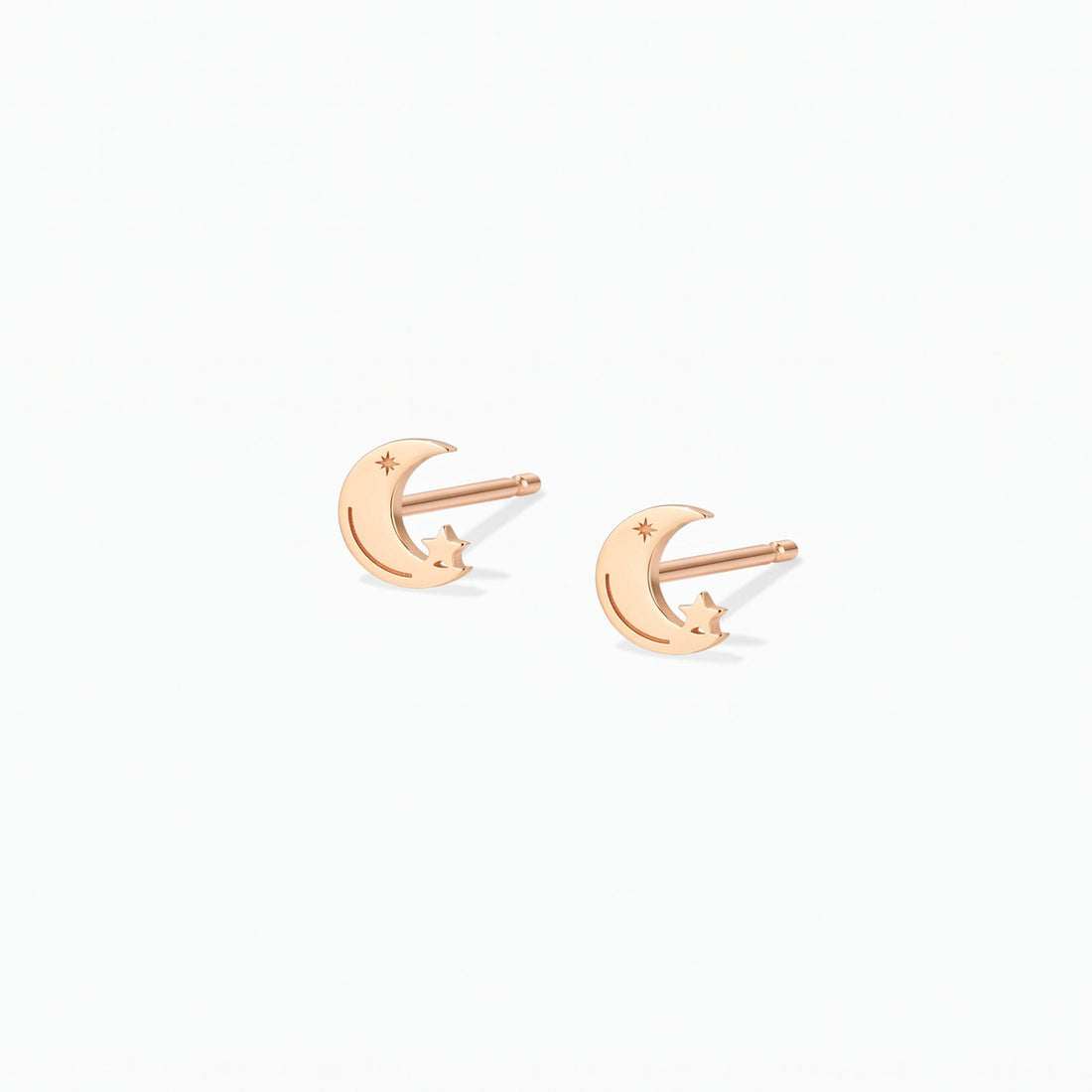 Crescent Moon Star Stud Earrings