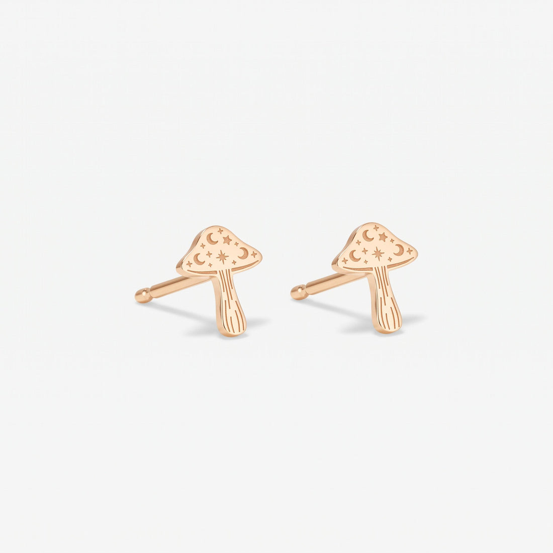 Moon Mushroom Charm Stud Earrings