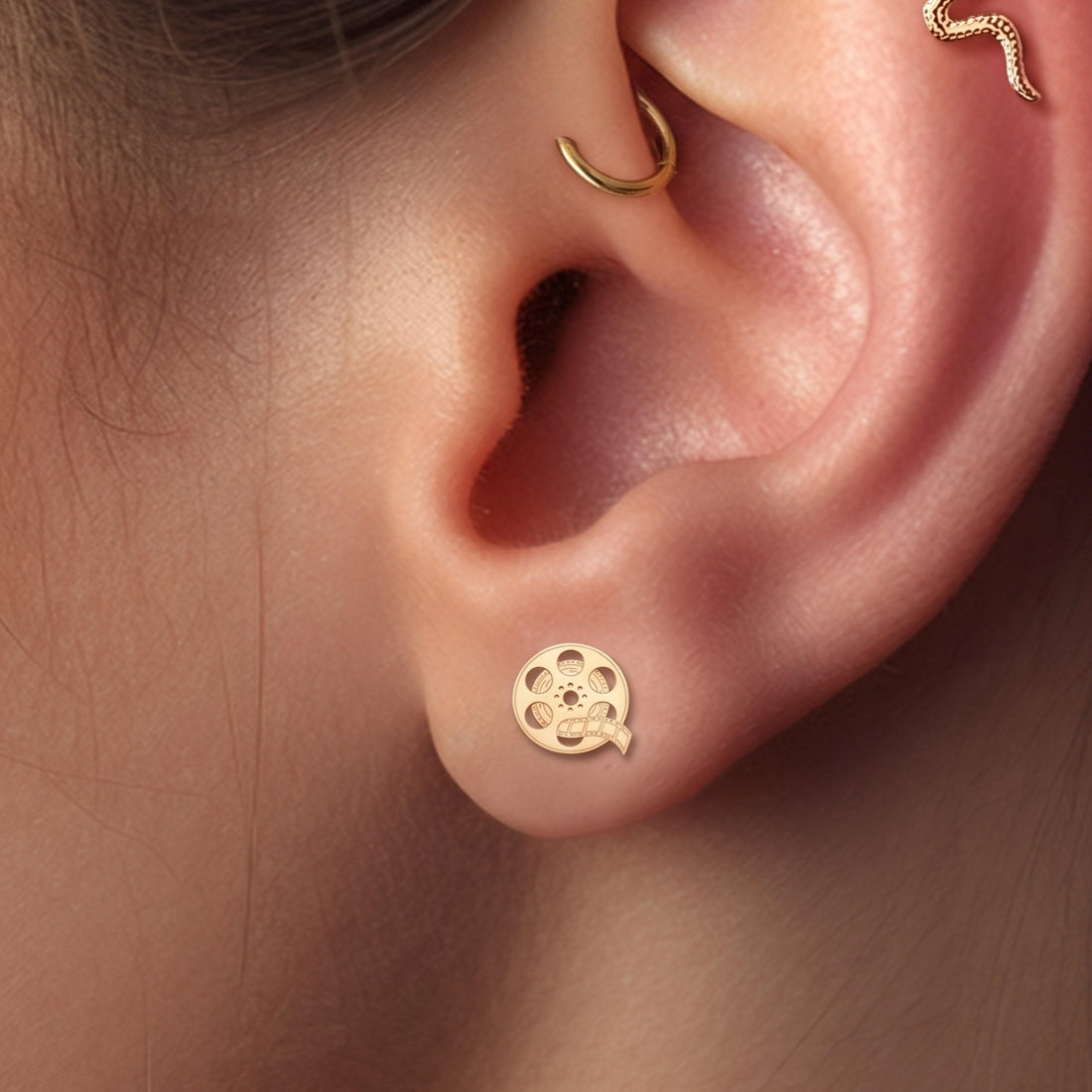 Film Reel Charm Stud Earrings