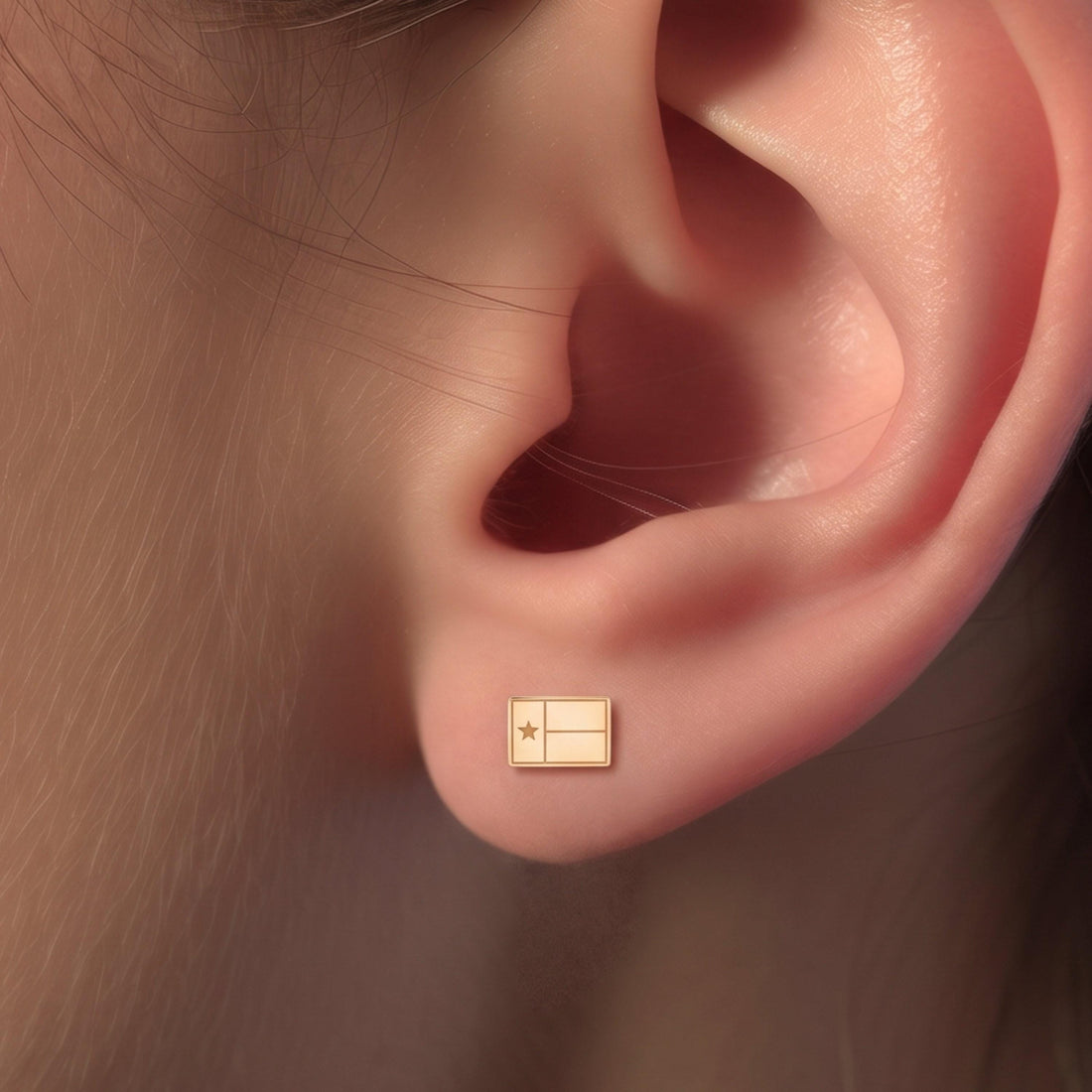 Texas Flag Charm Stud Earrings