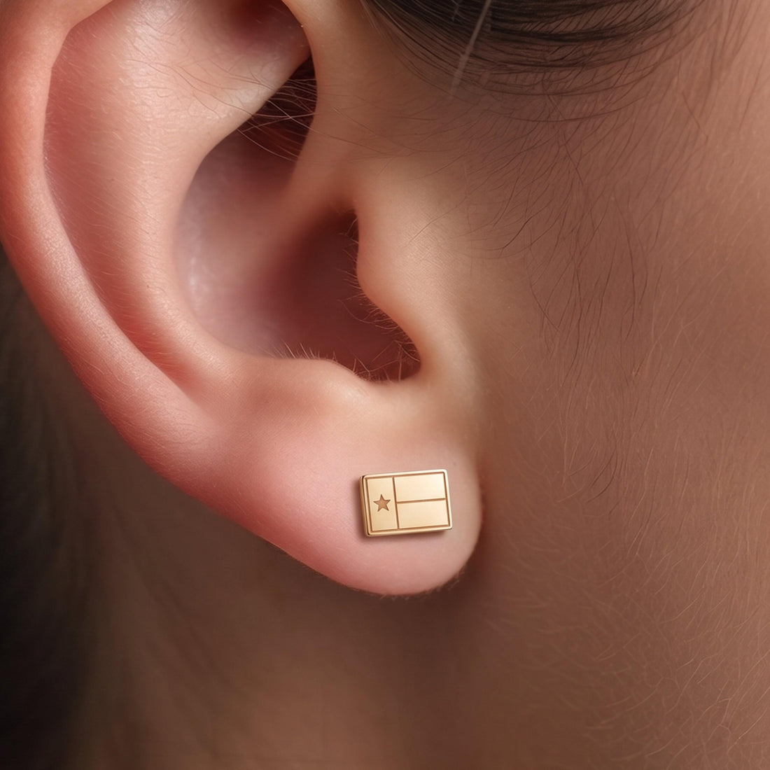 Texas Flag Charm Stud Earrings