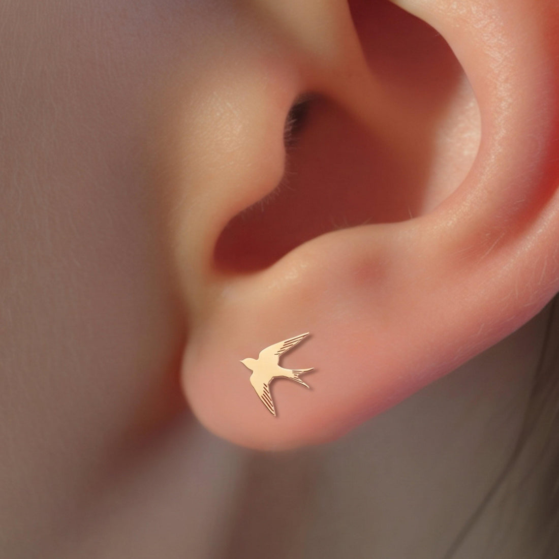 Swallow Charm Stud Earrings