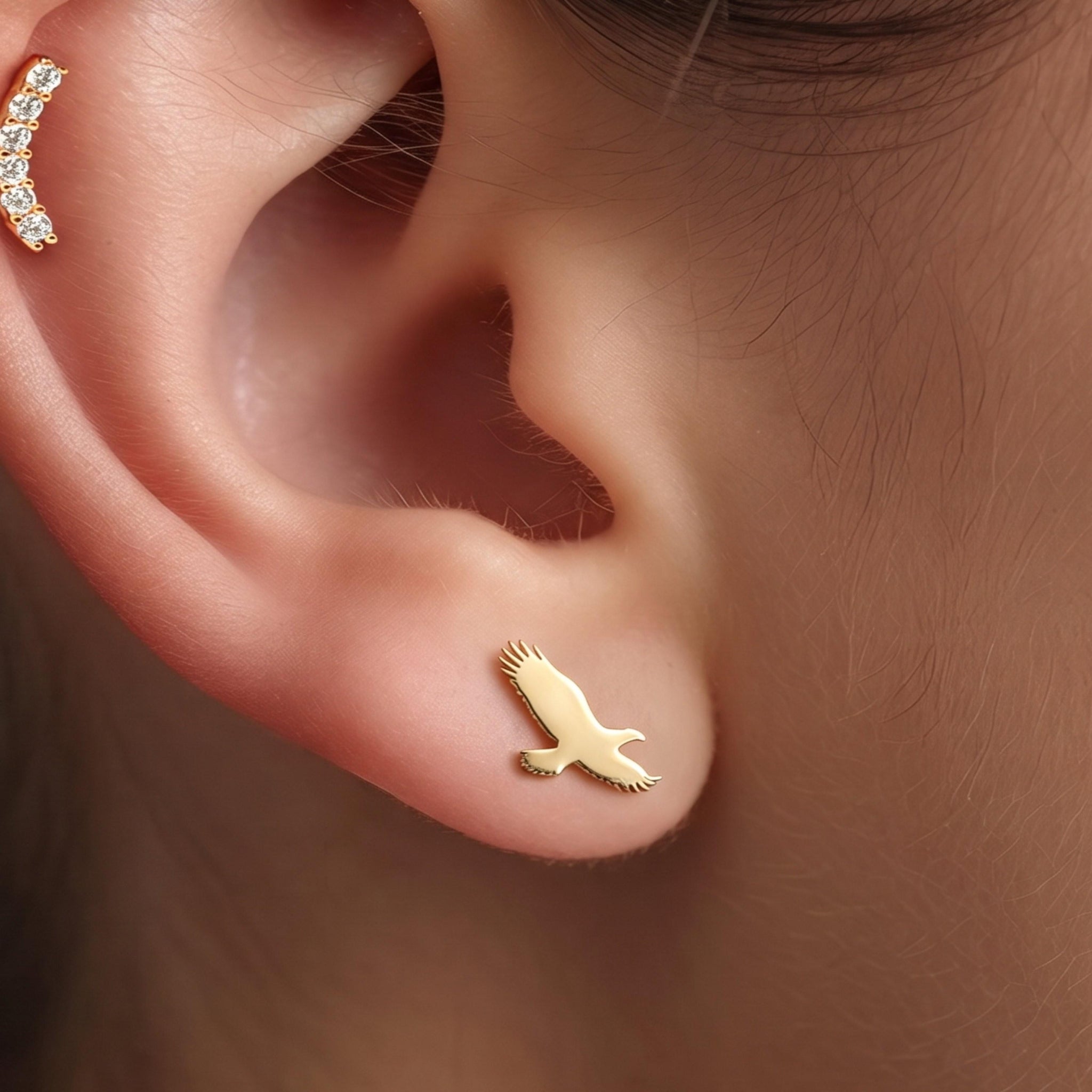 Flying Eagle Bird Stud Earrings
