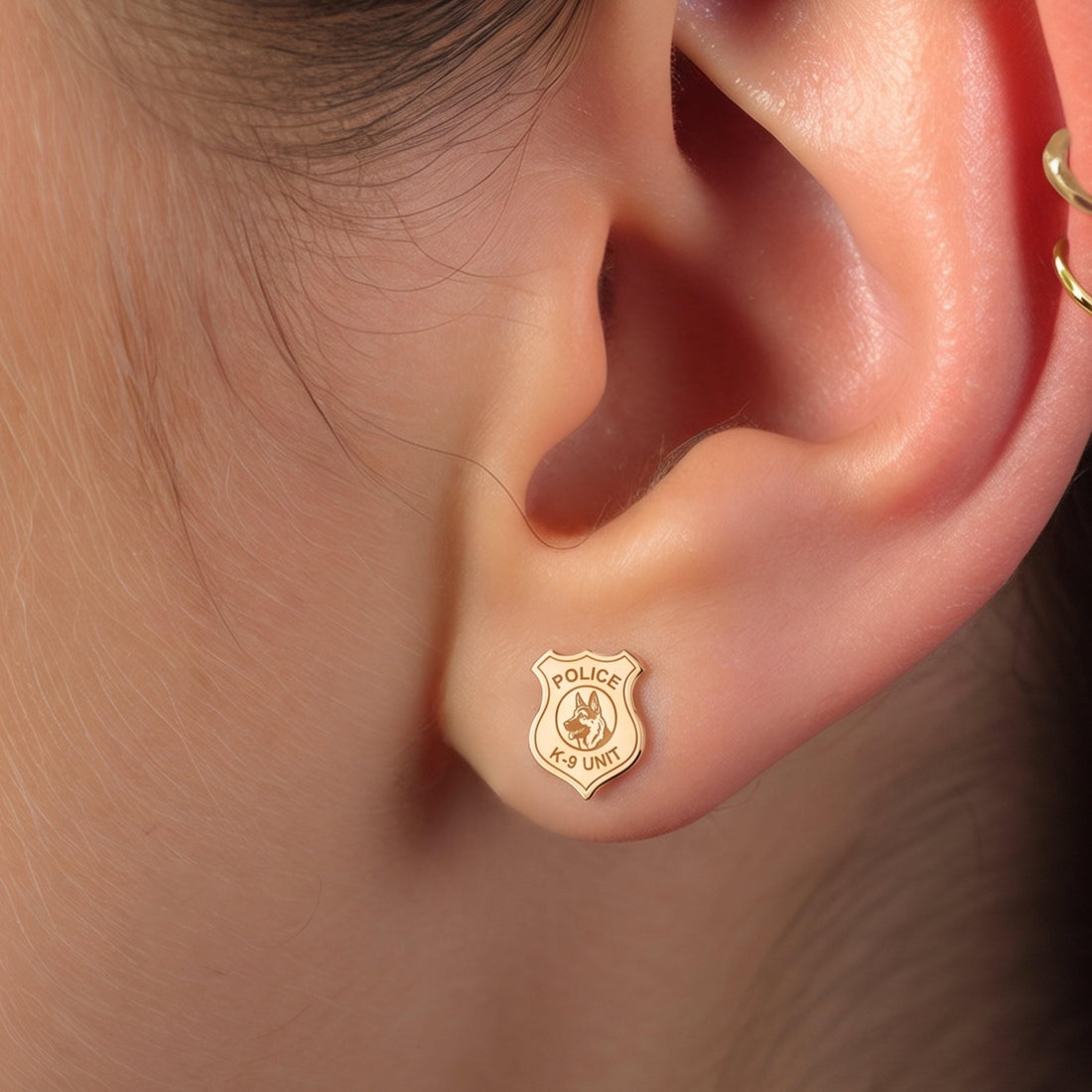 German Shepherd Charm Stud Earrings