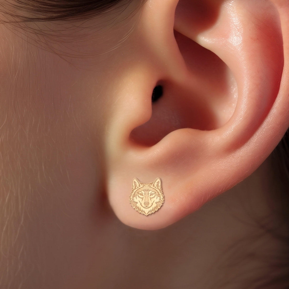 Wolf Head Stud Earrings