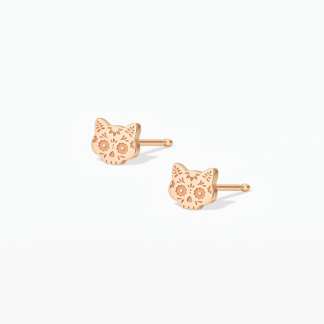 Sugar Skull Cat Stud Earrings