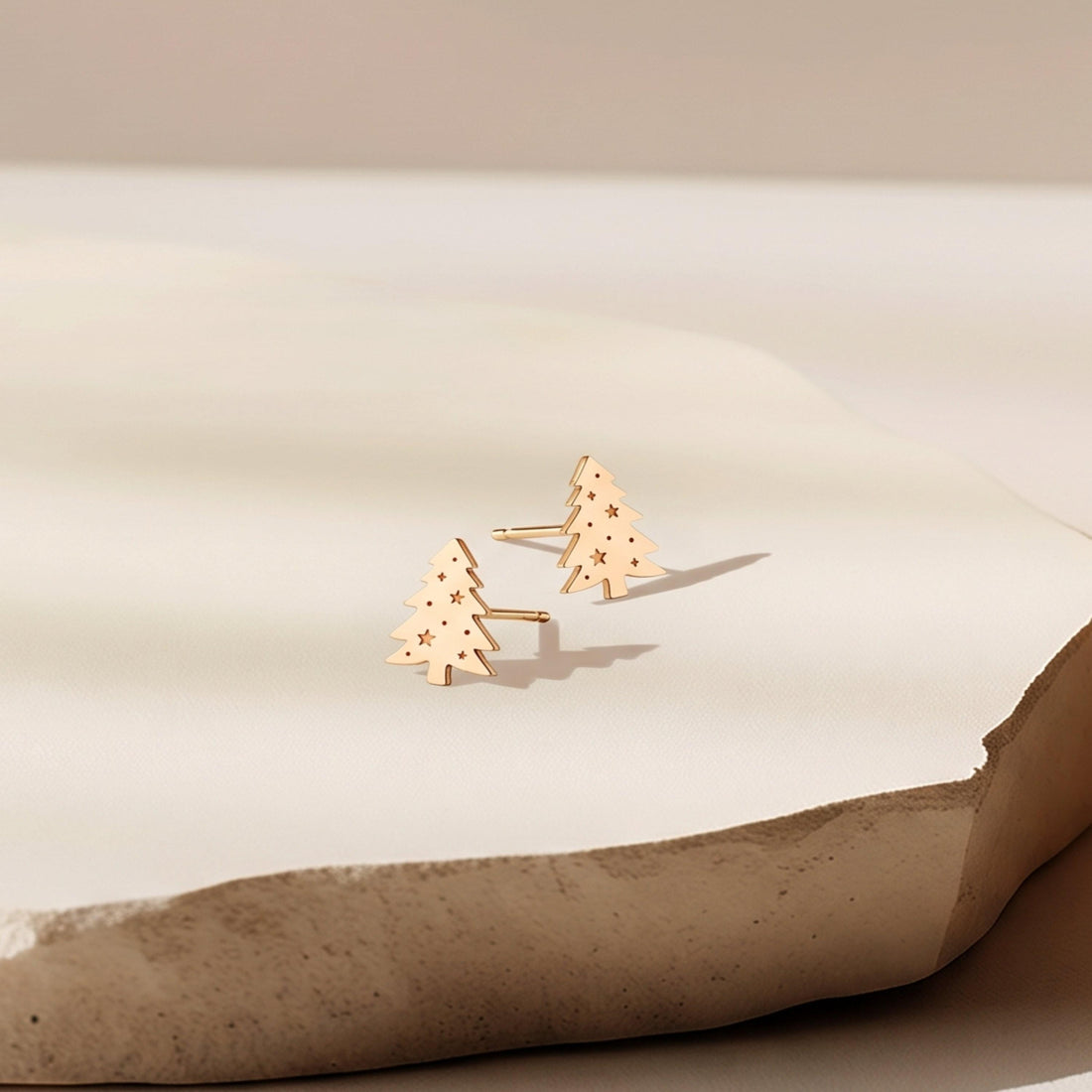 Pine Tree Charm Stud Earrings
