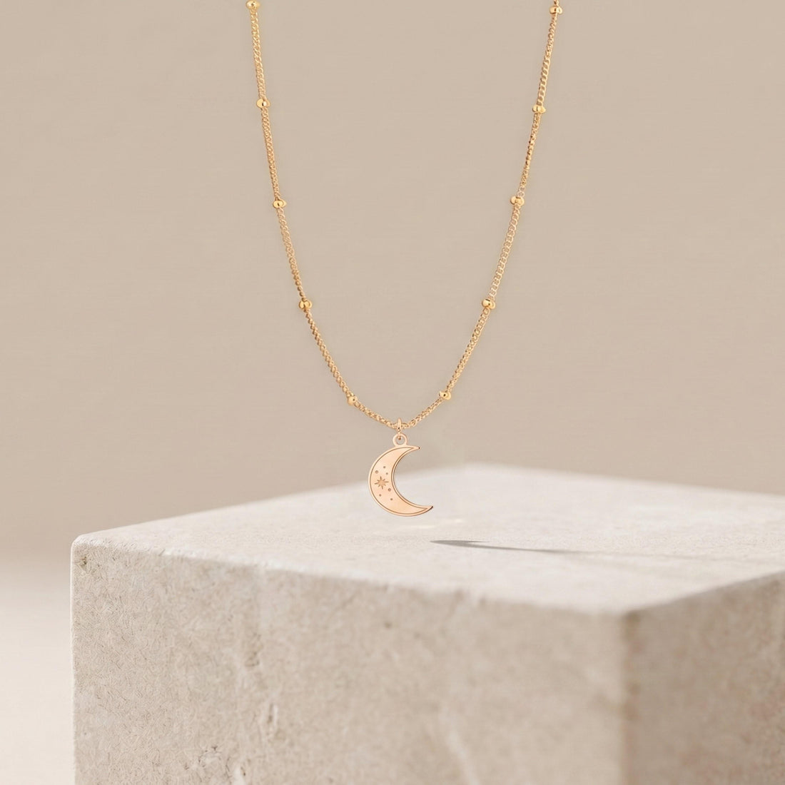 Crescent Moon Beady Necklace