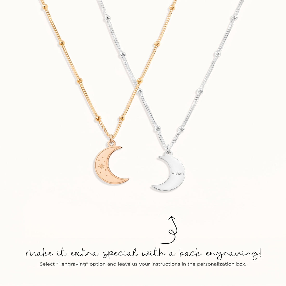 Crescent Moon Beady Necklace