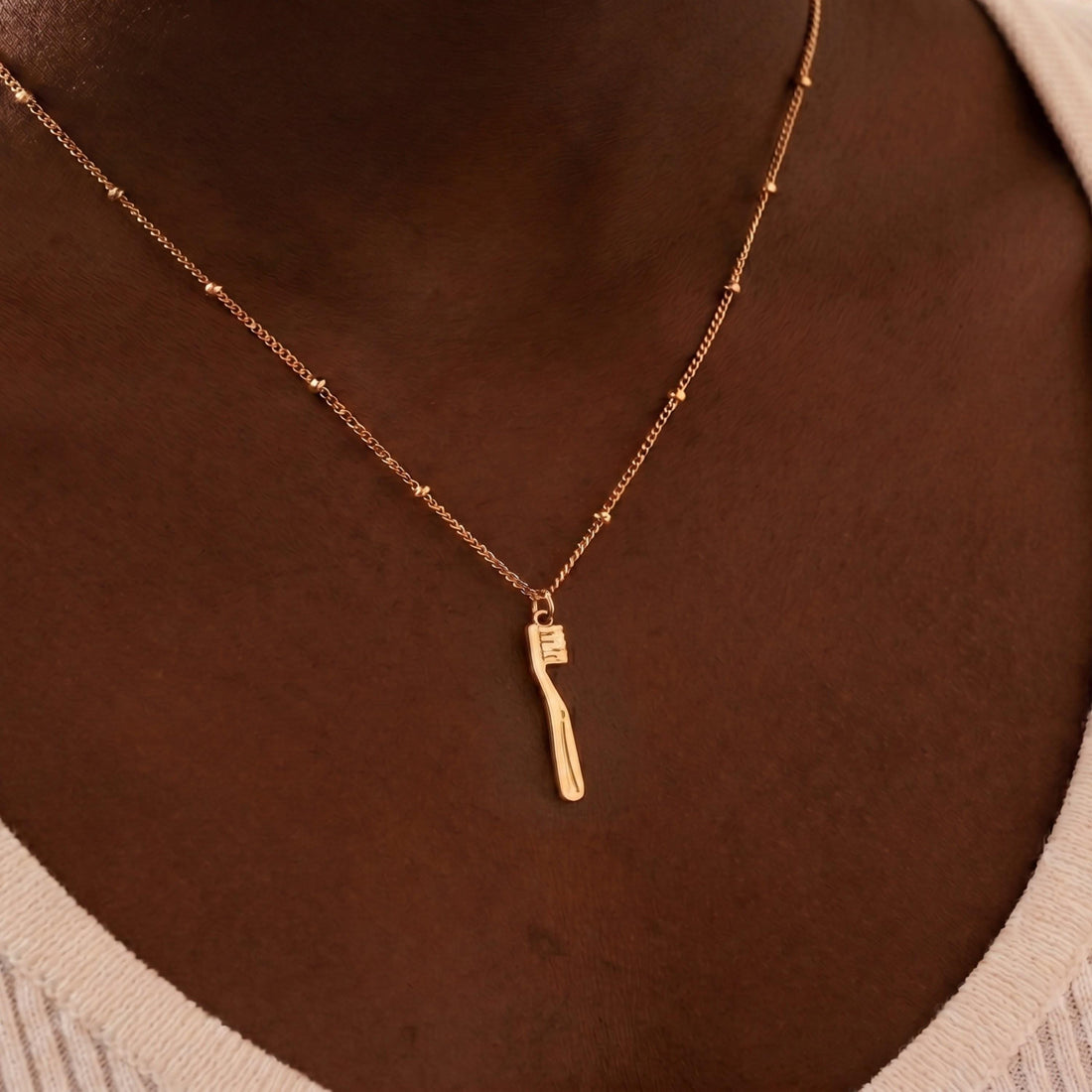 Toothbrush Charm Beady Necklace