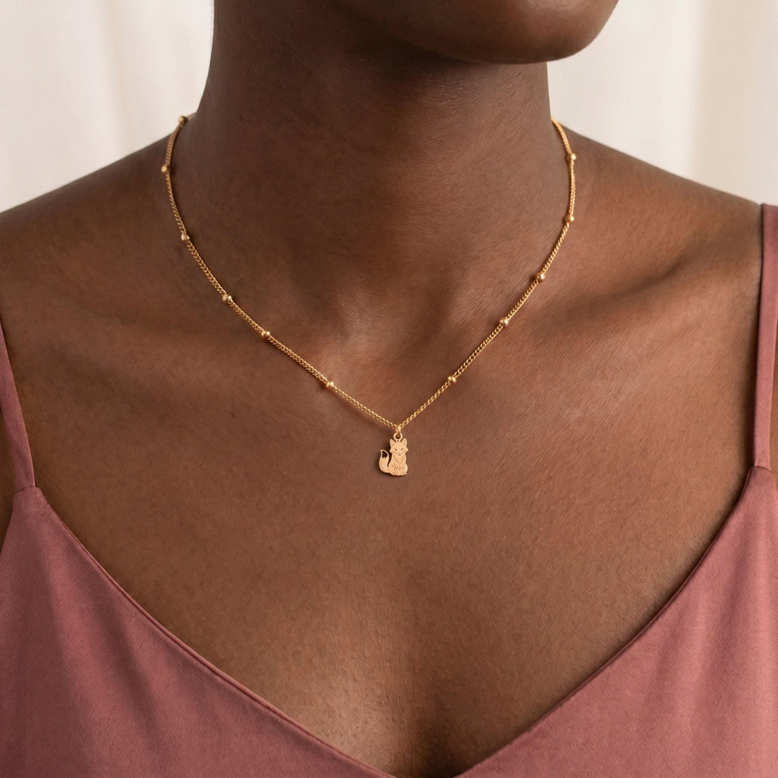 Sitting Fox Charm Necklace