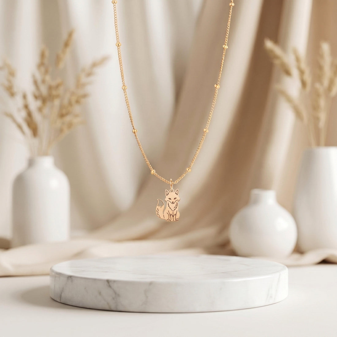 Sitting Fox Charm Necklace