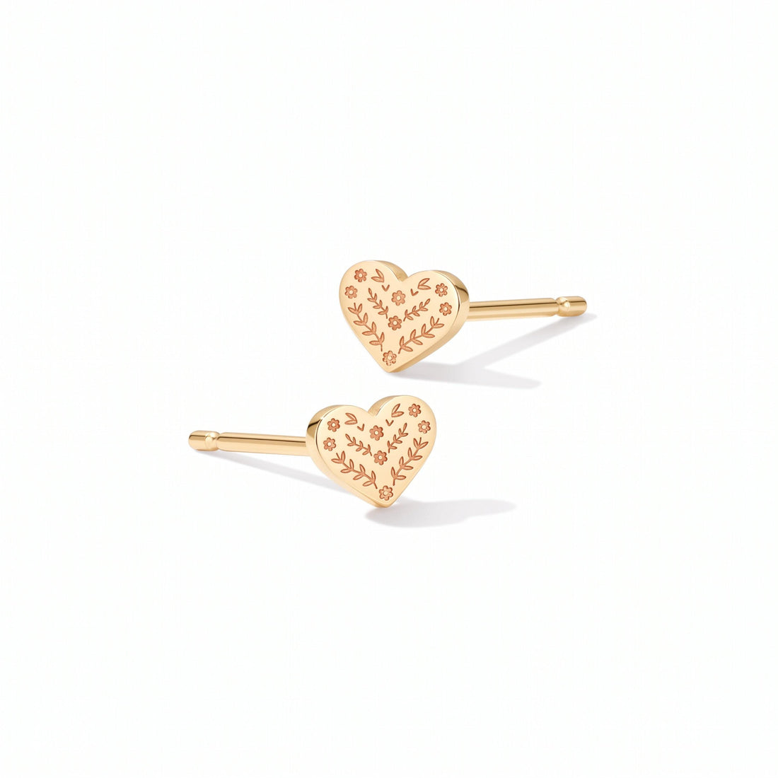 Floral Heart Sugar Skull Stud Earrings