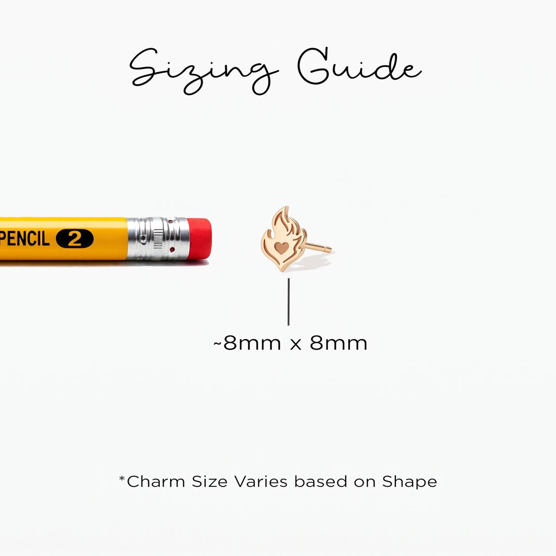 Heart Flame Charm Stud Earrings