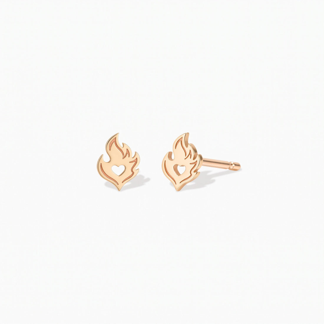 Heart Flame Charm Stud Earrings