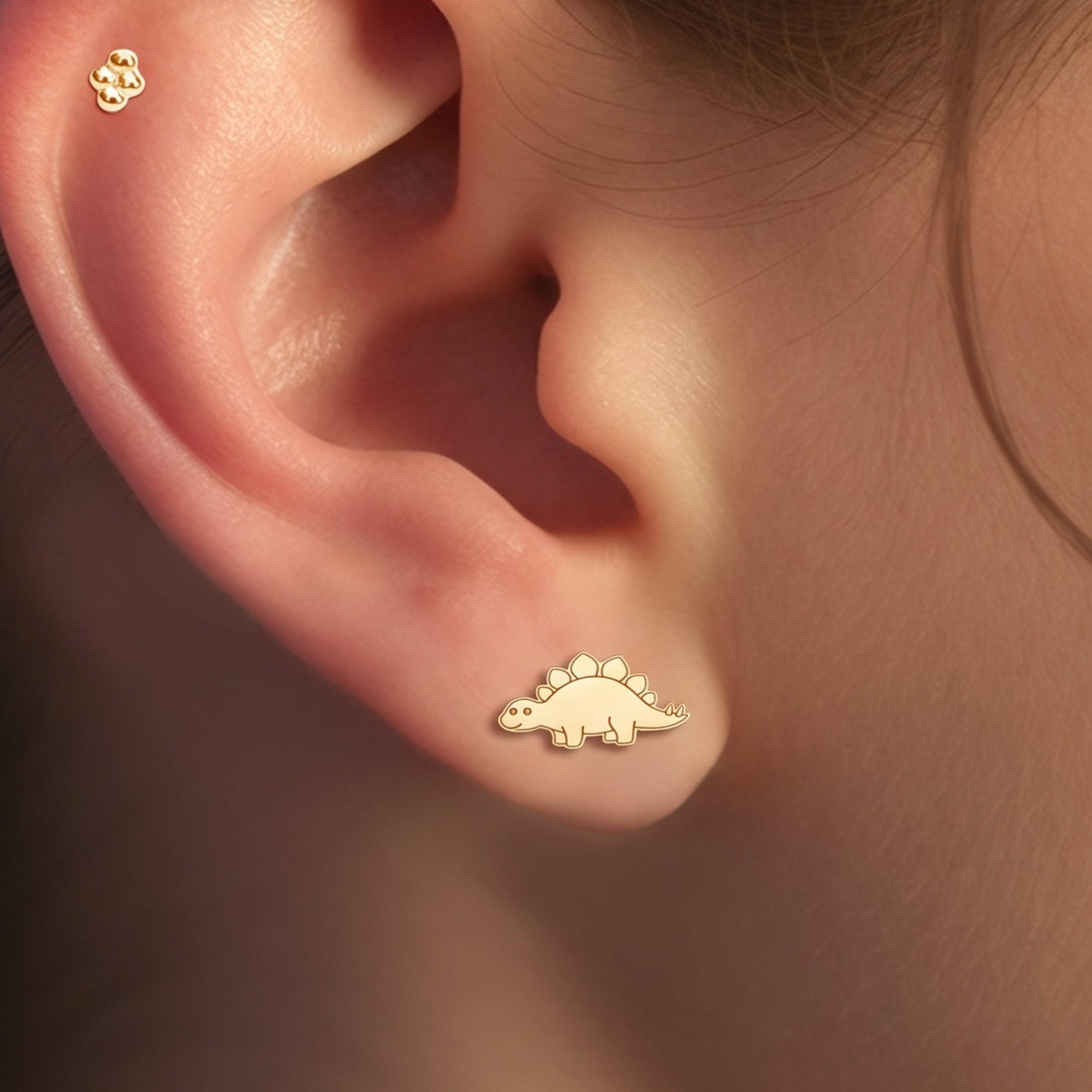 Stegosaurus Charm Stud Earrings