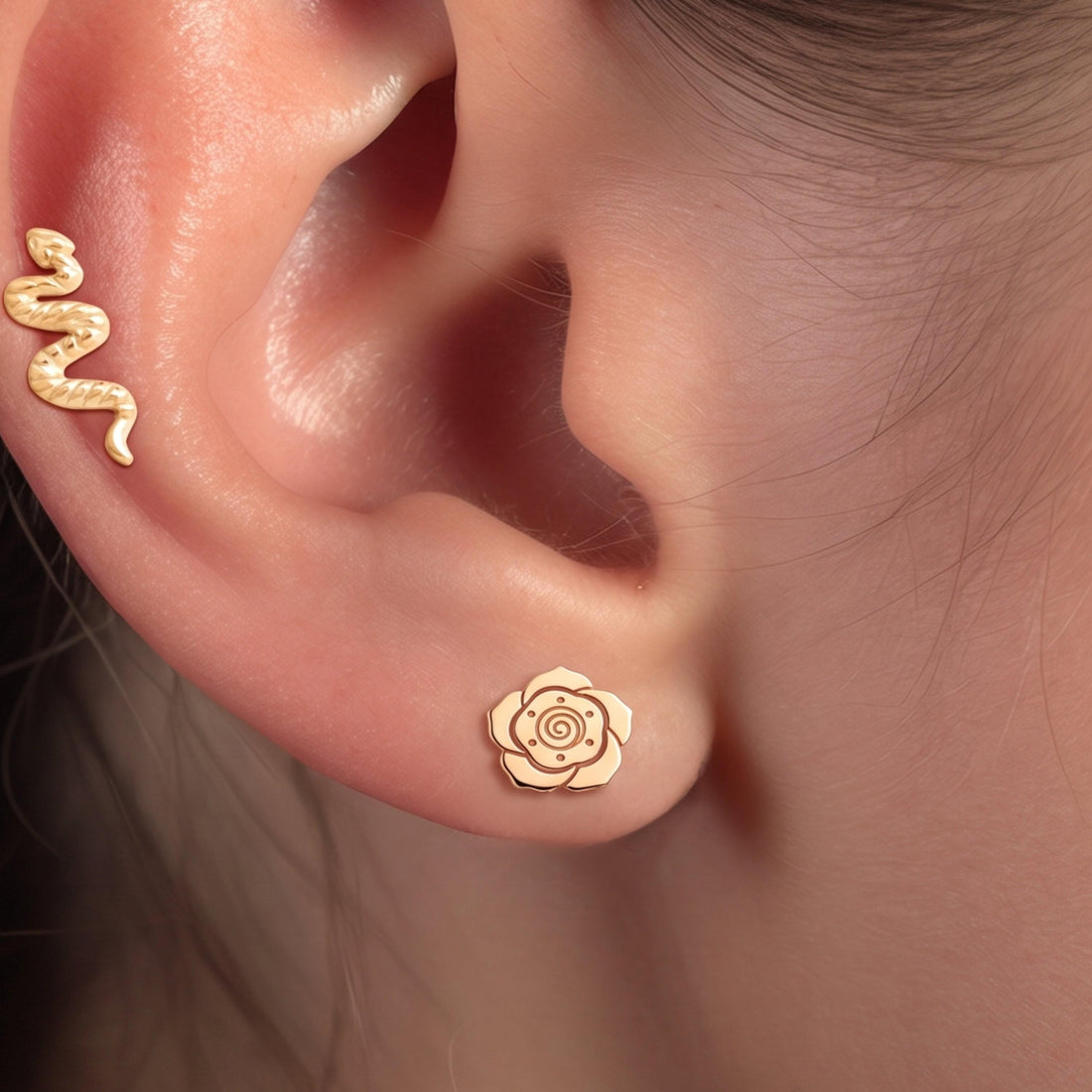 Rose Blossom Stud Earrings