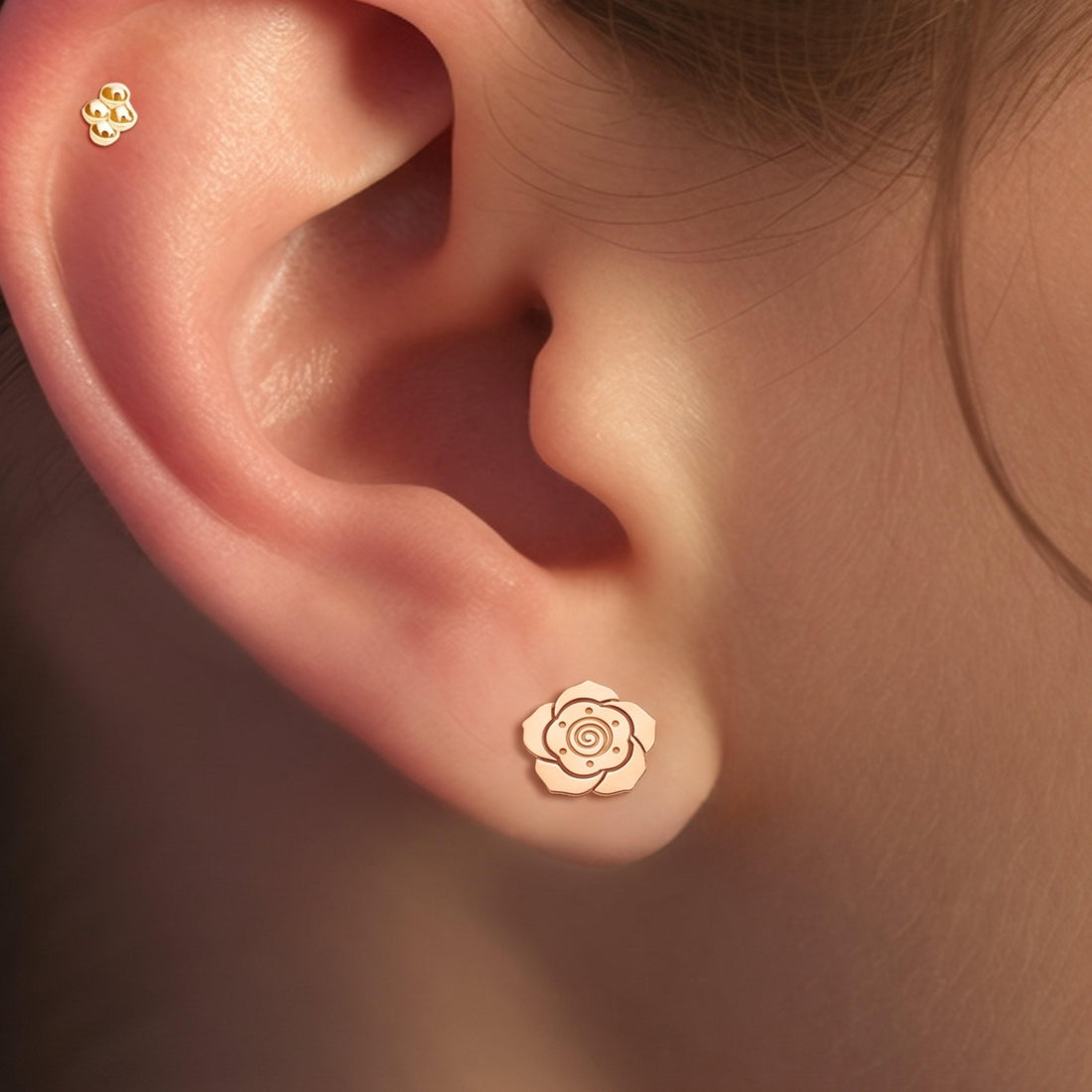 Rose Blossom Stud Earrings