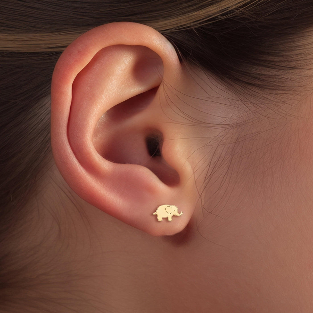 Elephant Trunk Up Stud Earrings