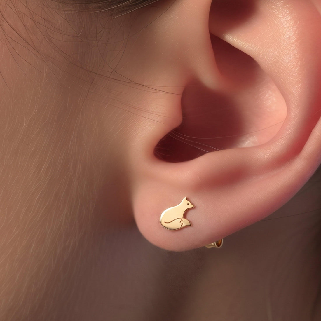 Curled Fox Stud Earrings