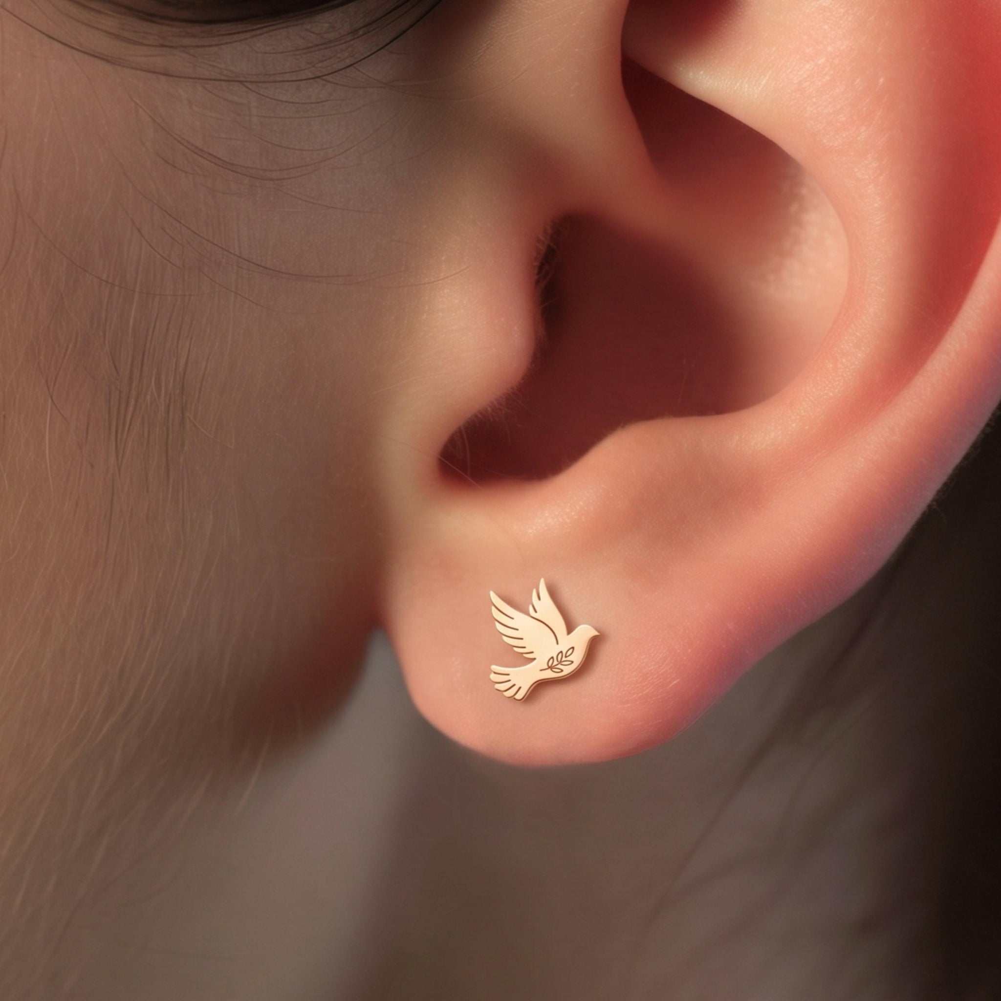 Flying Dove Charm Stud Earrings