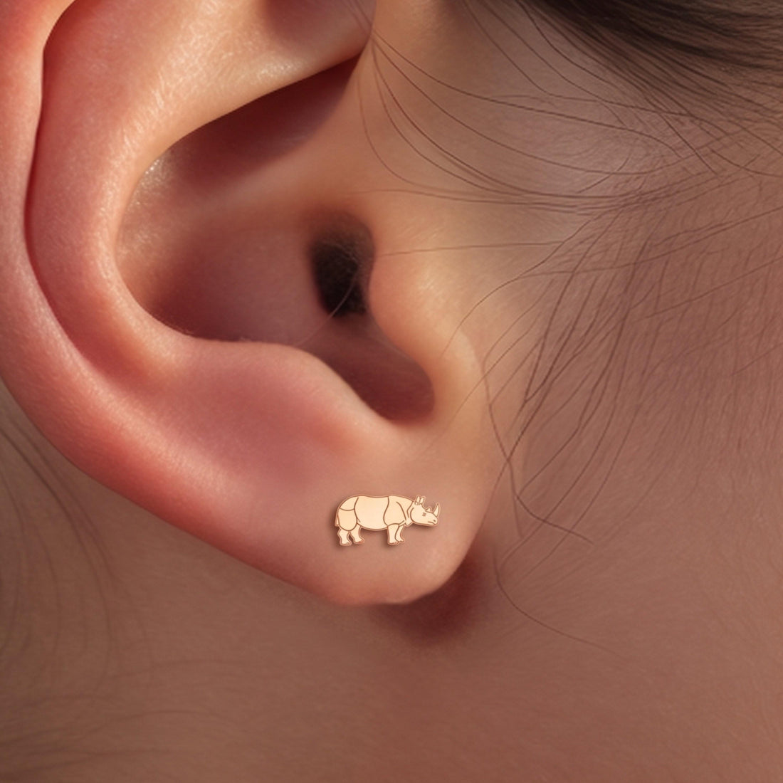 Rhino Charm Stud Earrings