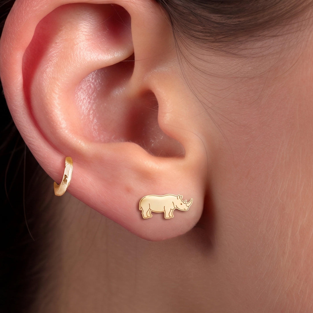 Rhino Profile Stud Earrings