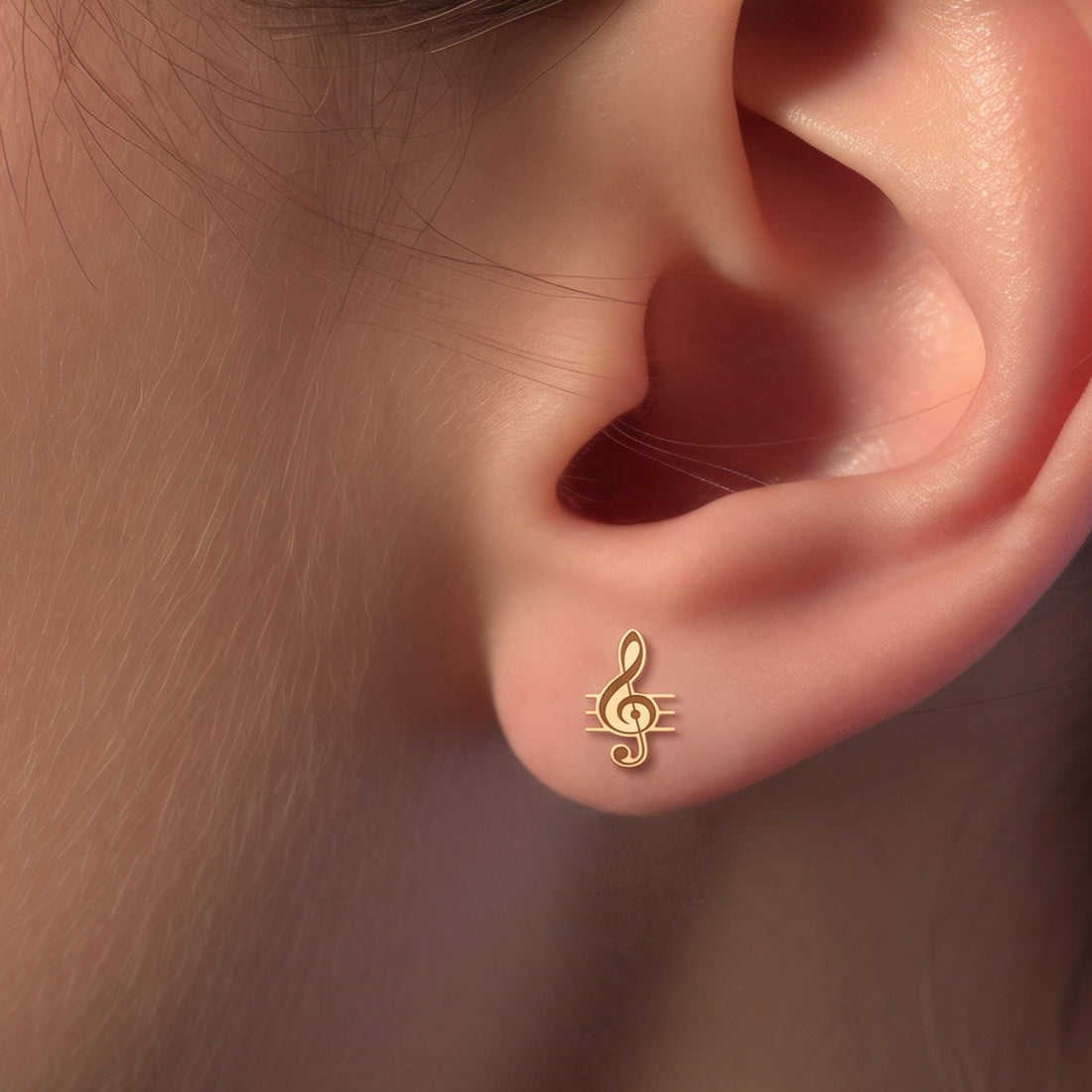 Treble Clef Charm Stud Earrings