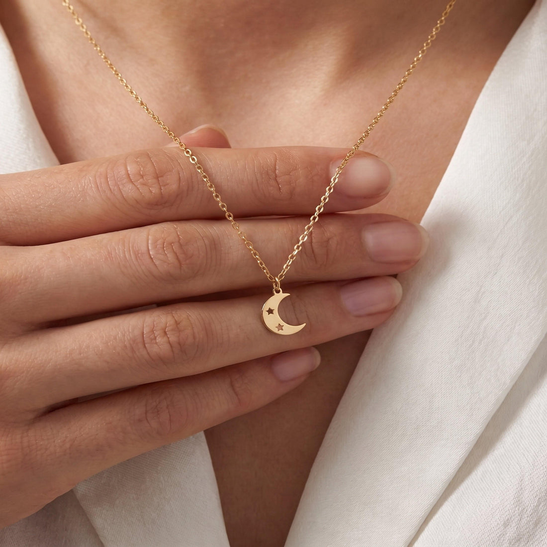 Crescent Moon Star Charm Pendant