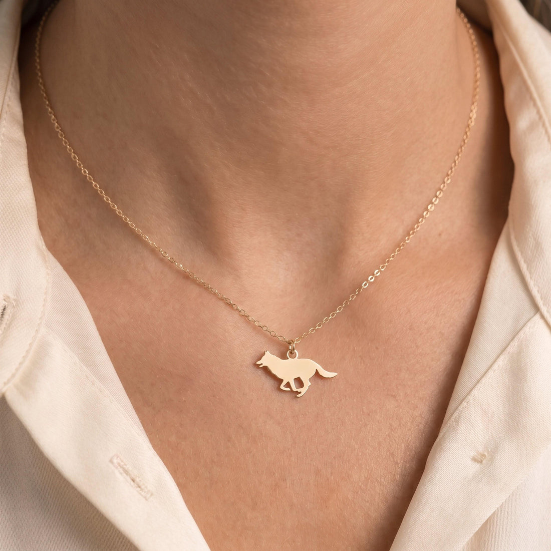 Running Wolf Necklace Charm