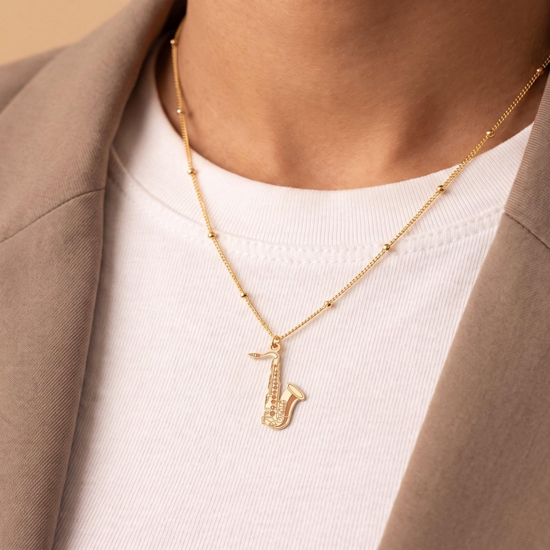 Saxophone Musician Necklace Charm