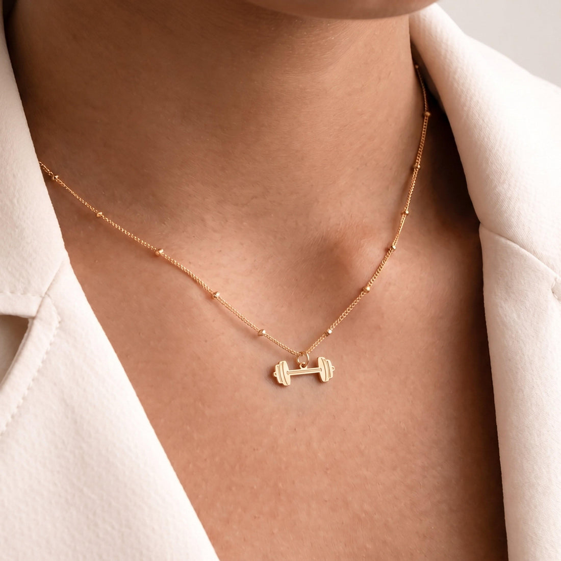 Dumbbell Weightlifter Necklace Charm