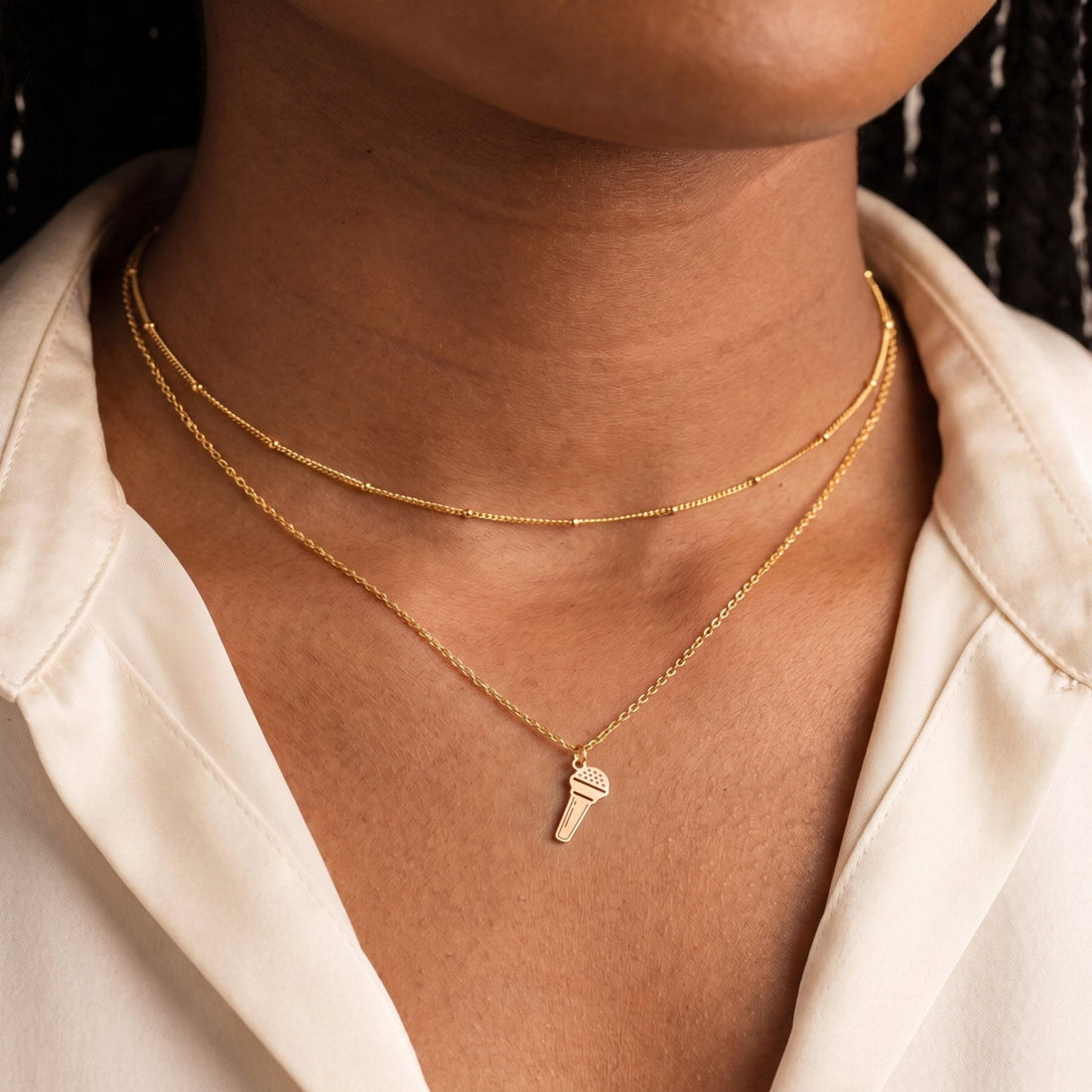 Dainty Microphone Necklace Charm