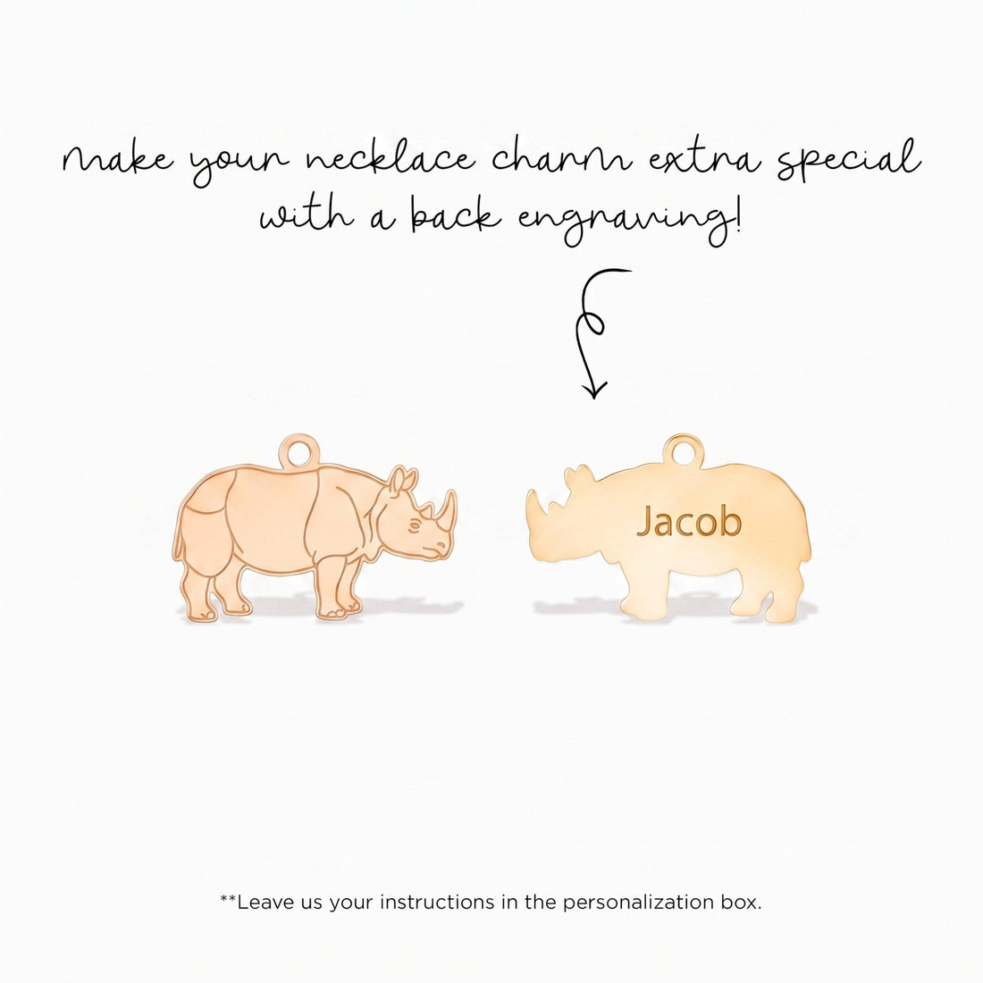 Standing Rhino Charm Pendant