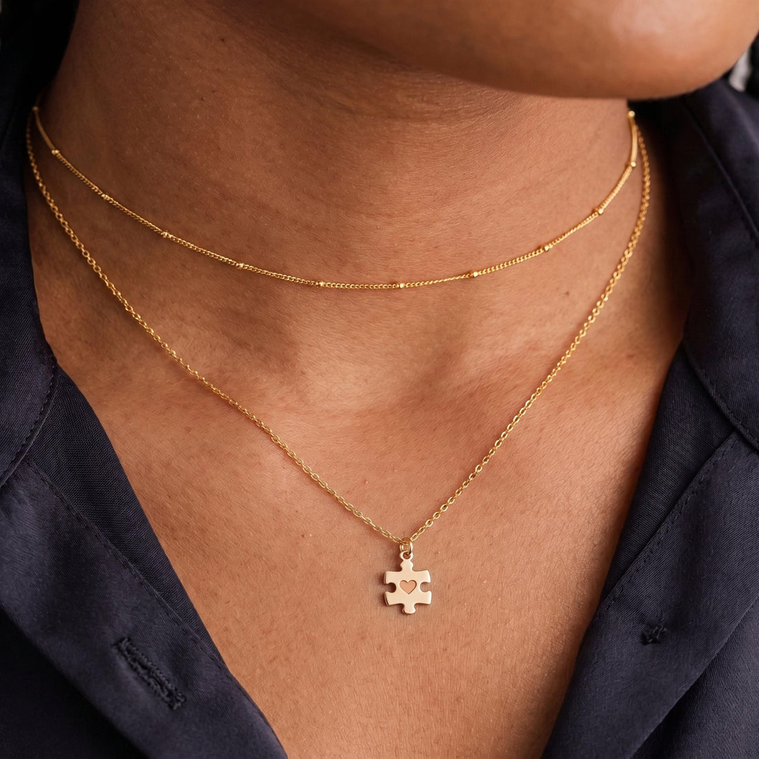 Puzzle Piece Heart Charm