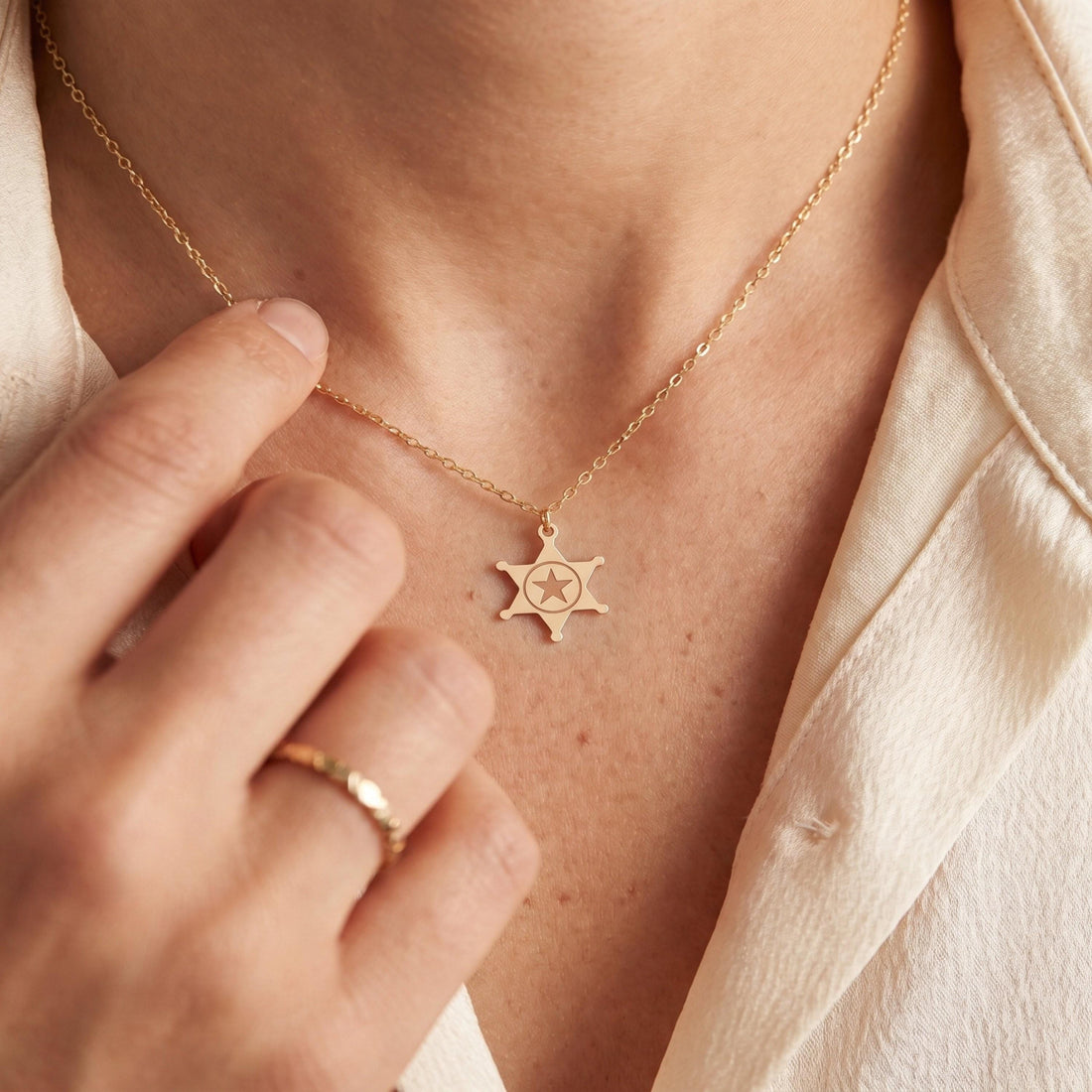Sheriff Badge Necklace Charm