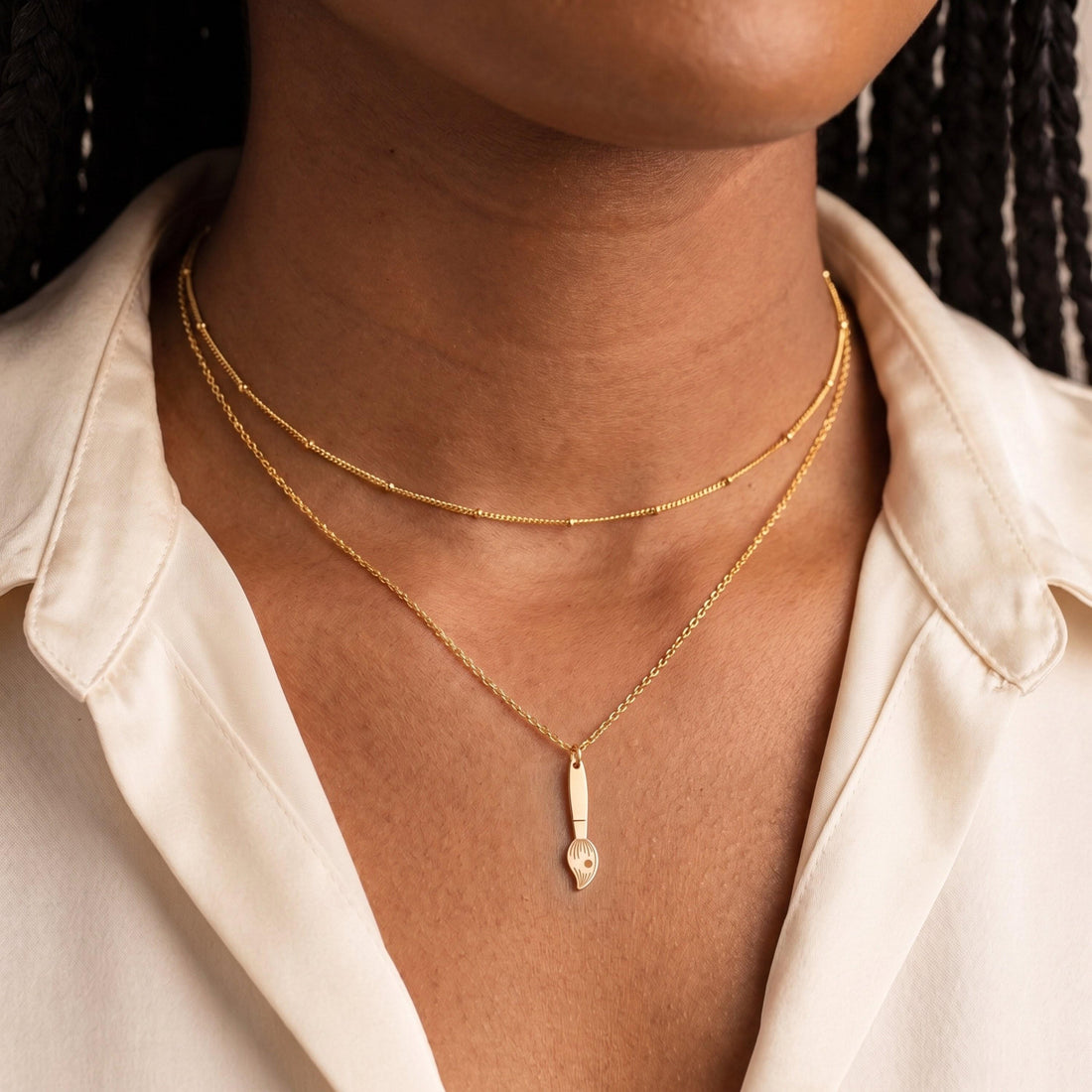 Paint Brush Necklace Charm