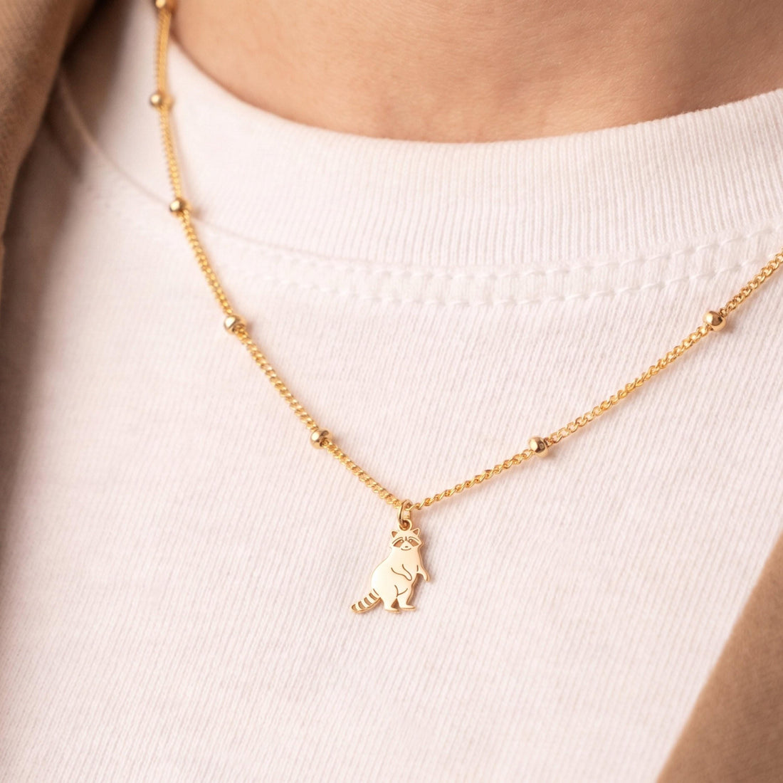 Standing Raccoon Necklace Charm