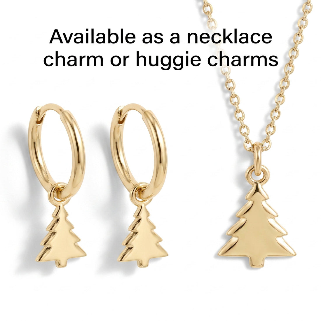 Christmas Tree Charm: Solid Gold 10K