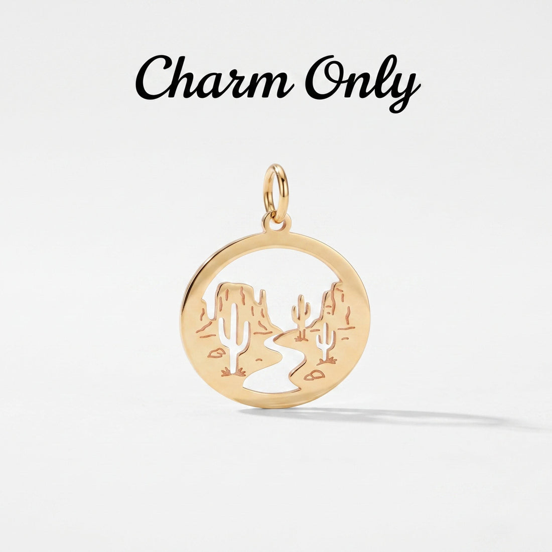 Desert Cactus Scene Necklace Charm