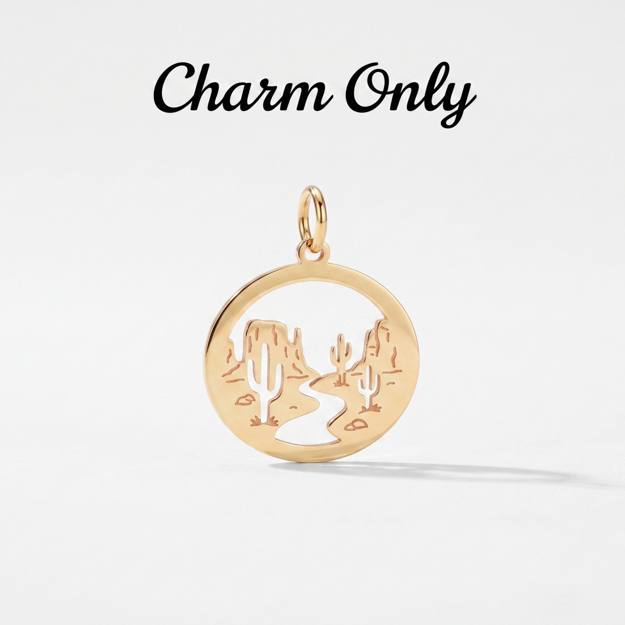 Desert Cactus Scene Necklace Charm