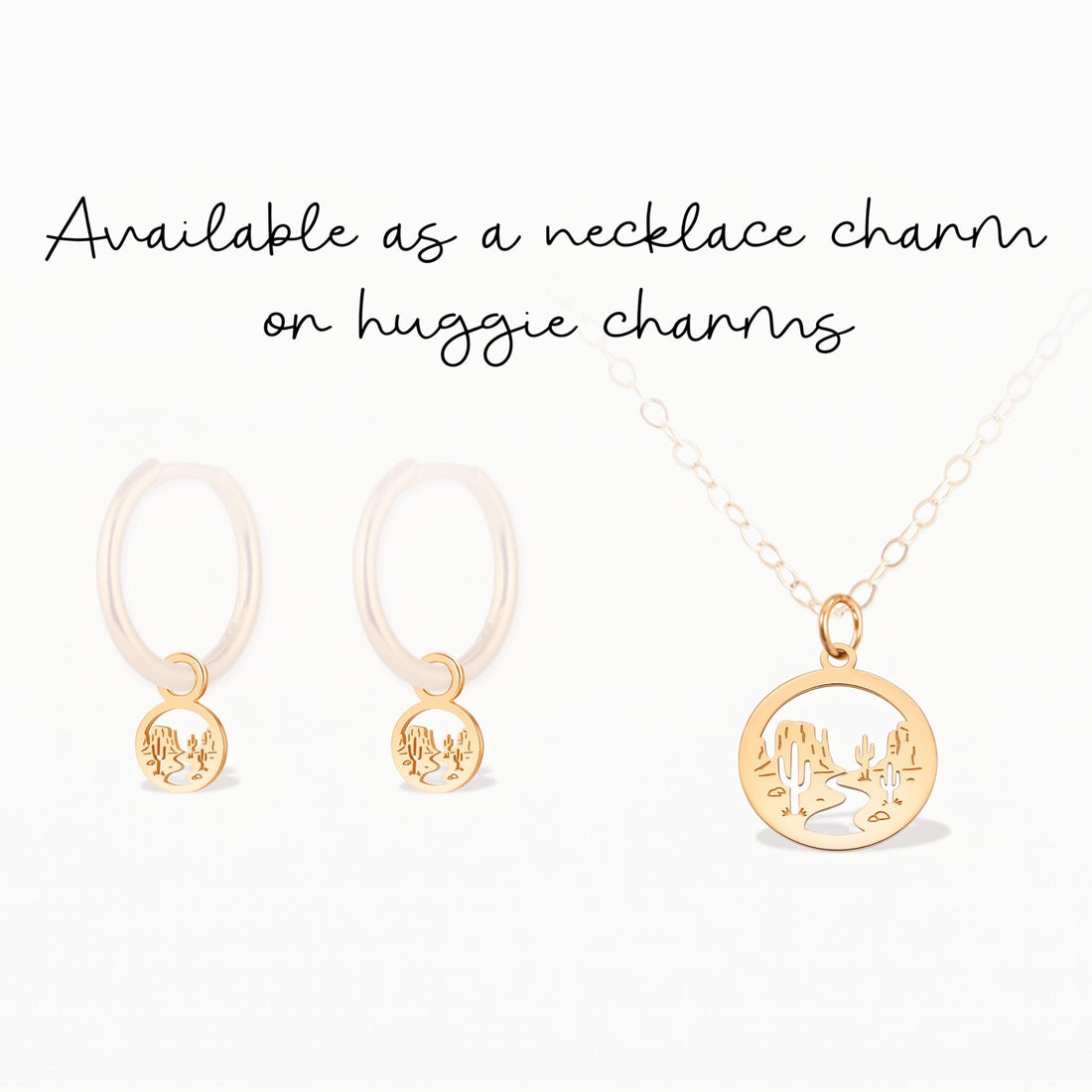 Desert Cactus Scene Necklace Charm