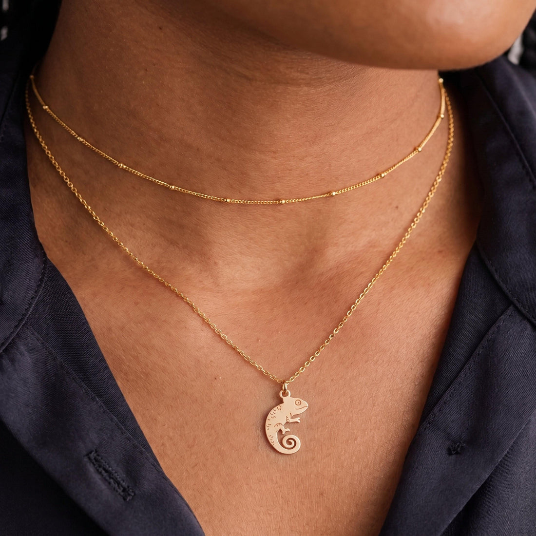 Chameleon Lizard Necklace Charm