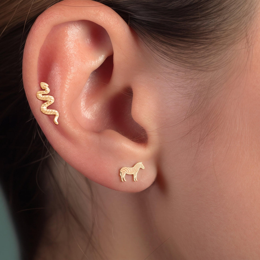 Zebra Charm Stud Earrings