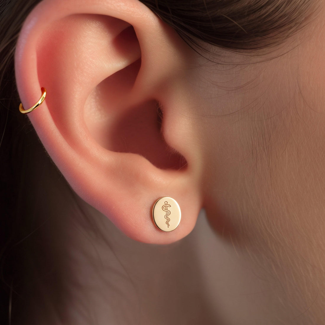 Caduceus Medical Stud Earrings